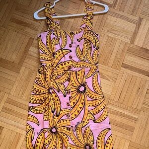 Farm Rio Vibrant Banana Print Mini Dress